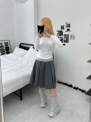 Edgy Color Block Layered Look Long Sleeve T-shirt