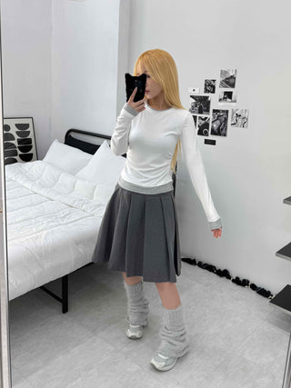 Edgy Color Block Layered Look Long Sleeve T-shirt