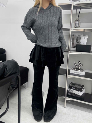 Vintage Cable Neck Twist Hooded Knit
