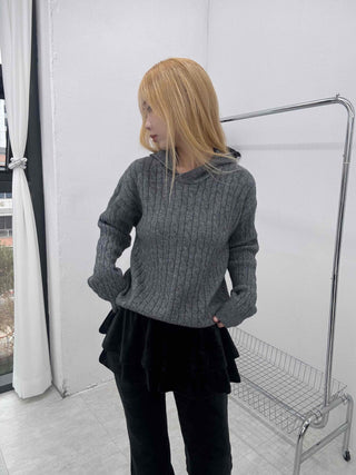Vintage Cable Neck Twist Hooded Knit