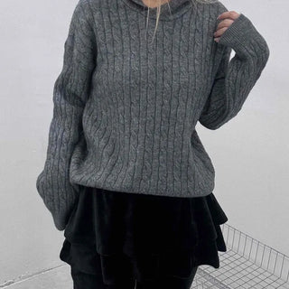 Vintage Cable Neck Twist Hooded Knit