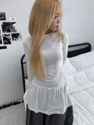 Flare Shirred Waist Frill Ruffle Mini Dress
