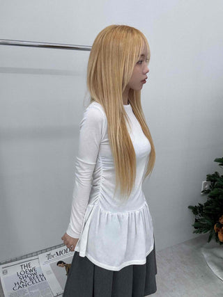 Flare Shirred Waist Frill Ruffle Mini Dress