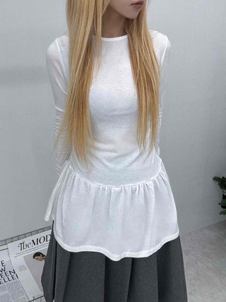 Flare Shirred Waist Frill Ruffle Mini Dress