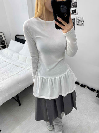 Flare Shirred Waist Frill Ruffle Mini Dress