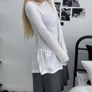 Flare Shirred Waist Frill Ruffle Mini Dress