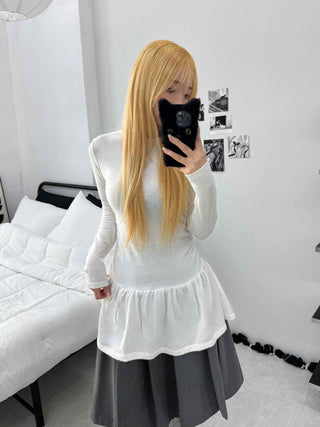 Flare Shirred Waist Frill Ruffle Mini Dress