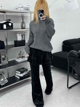 Velvet Flare Skirt Layered Bootcut Pants