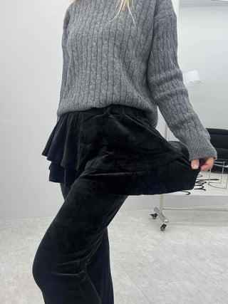 Velvet Flare Skirt Layered Bootcut Pants