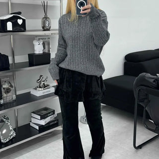 Velvet Flare Skirt Layered Bootcut Pants