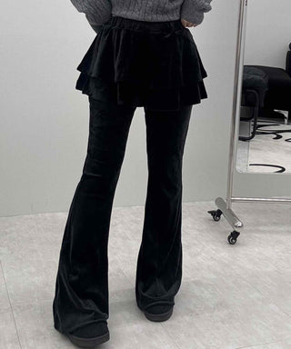 Velvet Flare Skirt Layered Bootcut Pants