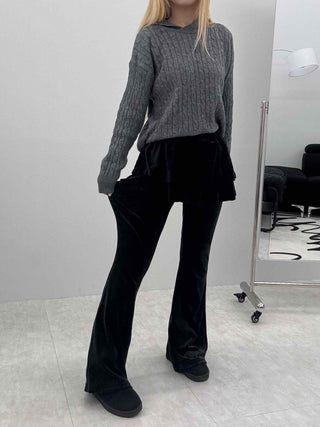 Velvet Flare Skirt Layered Bootcut Pants