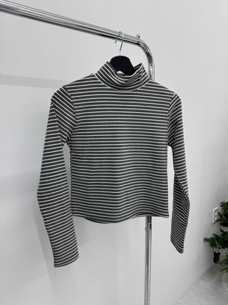 Daily Striped Slim Fit High-Neck Turtleneck Long Sleeve Tee
