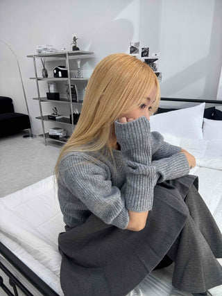 Twist Puff Half Sleeve Crop Knit Warmer Set