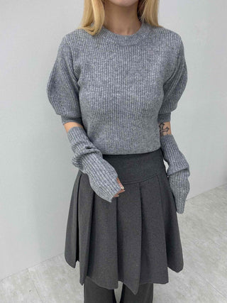 Twist Puff Half Sleeve Crop Knit Warmer Set