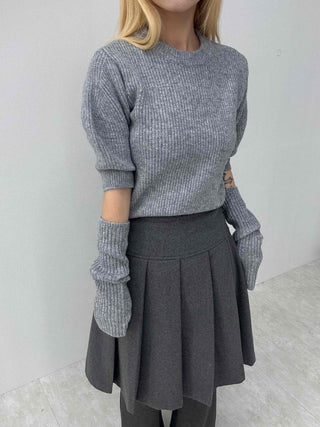 Twist Puff Half Sleeve Crop Knit Warmer Set