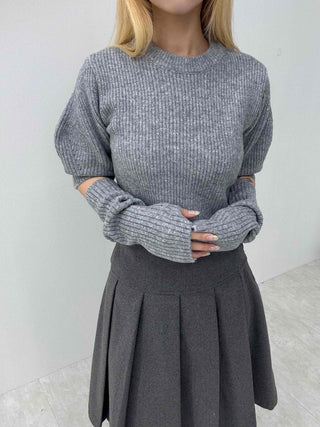 Twist Puff Half Sleeve Crop Knit Warmer Set