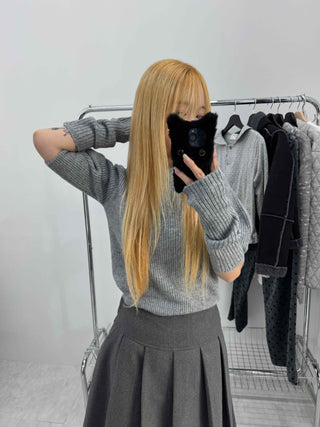 Twist Puff Half Sleeve Crop Knit Warmer Set