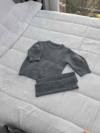 Twist Puff Half Sleeve Crop Knit Warmer Set