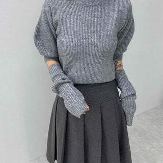 Twist Puff Half Sleeve Crop Knit Warmer Set