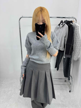 Twist Puff Half Sleeve Crop Knit Warmer Set