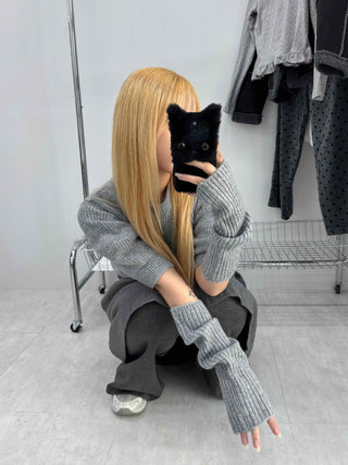 Twist Puff Half Sleeve Crop Knit Warmer Set