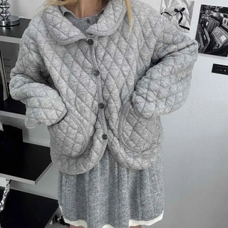 Quilted Collar Oversized Short Padded Jumper