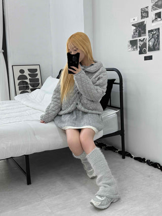 Quilted Collar Oversized Short Padded Jumper