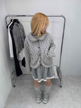 Quilted Collar Oversized Short Padded Jumper