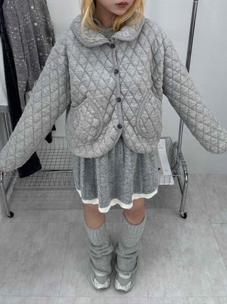 Quilted Collar Oversized Short Padded Jumper