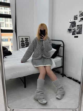Quilted Collar Oversized Short Padded Jumper