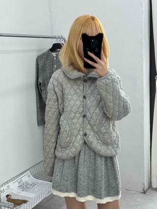 Quilted Collar Oversized Short Padded Jumper