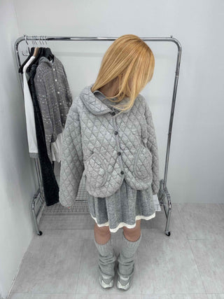 Quilted Collar Oversized Short Padded Jumper