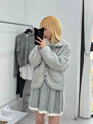 Quilted Collar Oversized Short Padded Jumper
