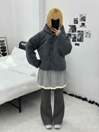 Small Rose Pattern Quilted Hooded Reversible Fleece