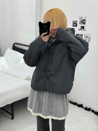 Small Rose Pattern Quilted Hooded Reversible Fleece