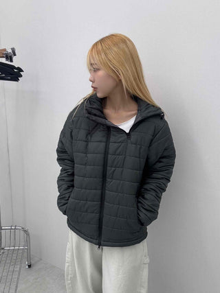Daily Hooded Unique Zip-Up Quilted Lightweight Padded Jacket