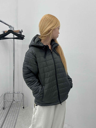 Daily Hooded Unique Zip-Up Quilted Lightweight Padded Jacket