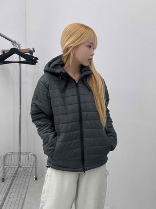 Daily Hooded Unique Zip-Up Quilted Lightweight Padded Jacket