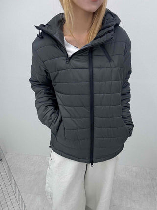 Daily Hooded Unique Zip-Up Quilted Lightweight Padded Jacket