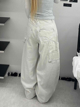 Soft Daily Balloon Fit Heart Pocket Cotton Wide Pants