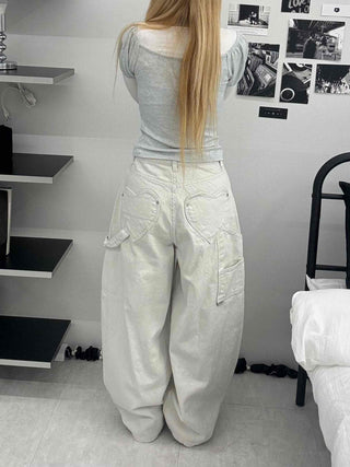 Soft Daily Balloon Fit Heart Pocket Cotton Wide Pants