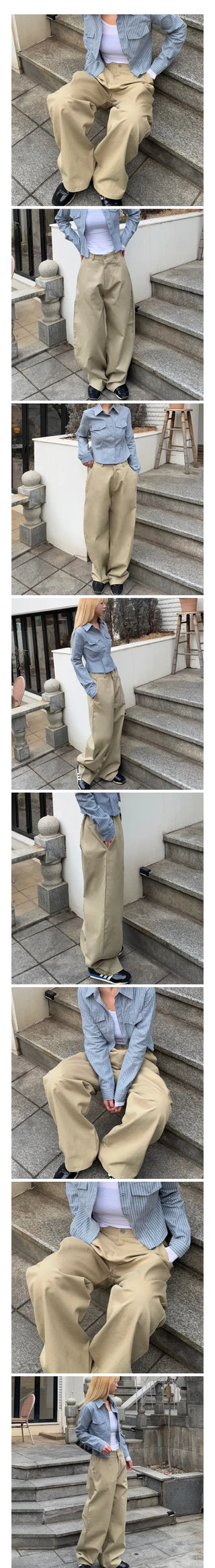 Lukle Cotton Wide Back Elastic Pants