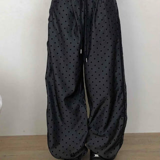 Dot Pattern Super Wide Balloon Elastic Waist Pants
