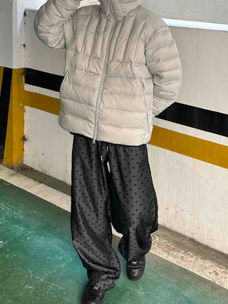 Dot Pattern Super Wide Balloon Elastic Waist Pants