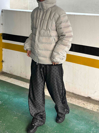 Dot Pattern Super Wide Balloon Elastic Waist Pants