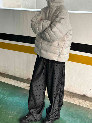 Dot Pattern Super Wide Balloon Elastic Waist Pants