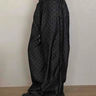 Dot Pattern Super Wide Balloon Elastic Waist Pants