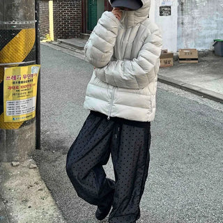 Dot Pattern Super Wide Balloon Elastic Waist Pants