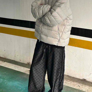 Dot Pattern Super Wide Balloon Elastic Waist Pants